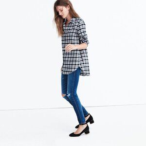Madewell Oversized Side Button Flannel Shirt in Bridgeport Plaid - sz XS